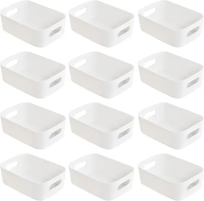 Zdjęcie produktu dla Zestaw pojemników do przechowywania 12 szt., plastikowe pojemniki, 15,5 x 11 x 5,5 cm, do kuchni i łazienki