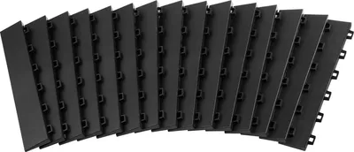 Immagine prodotto di SucceBuy Modanatura per pavimenti di garage, femmina, set da 15 pezzi, bordi modulari ad incastro per pavimenti in PP, compatibili con i tappeti per garage 6-Lock migliorati, nero