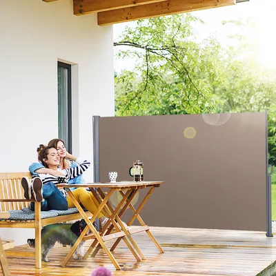 Produktbild von Jiubiaz Seitenmarkise Ausziehbare Alu Seitenmarkise Garten Markise Sonnenschutz Regenschutz 160x300 Braun