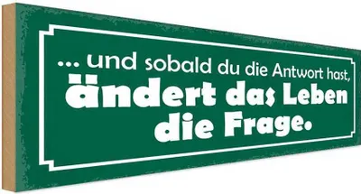 Produktbild von vianmo Holzschild 10x27 cm sobald Antwort ändert die Frage Spruch Zitat