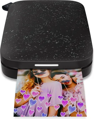 HP Sprocket 200 - Tragbarer Fotodrucker (Zink-Drucktechnologie, Bluetooth, Fotos 5 x 7,6 cm), Schwarz