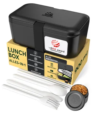 Immagine prodotto di Contenitore per il pranzo Umami Bento impilabile da 900 ml, tutto in uno, contenitore per bento per adulti, contenitore per la preparazione dei pasti per uomini