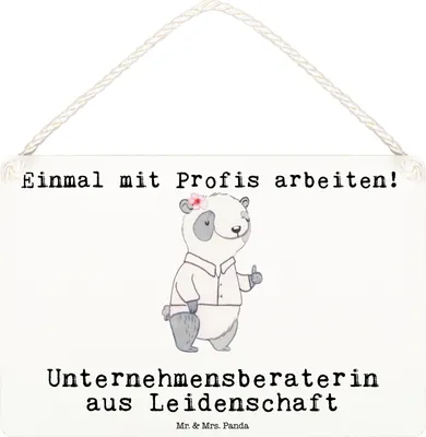 Produktbild von Mr. & Mrs. Panda Schild Unternehmensberaterin Leidenschaft DIN A6 - Weiß - Geschenk, wandhänger, holzbild, Türschild, Holzschild, wandtafel