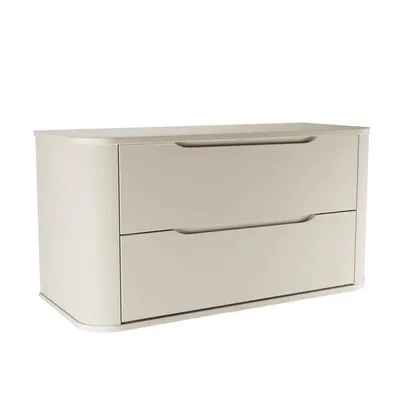 Produktbild von WENA Waschtischunterschrank 100 cm, glatte Fronten, abgerundet Kanten, ohne Griffe (Farbe: Kaschmir)