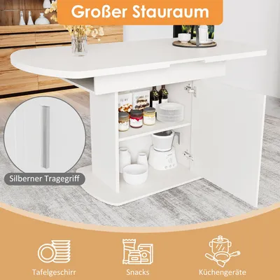 Immagine prodotto di Tavolo da pranzo ovale allungabile, con spazio contenitivo integrato, struttura in metallo e design moderno minimalista