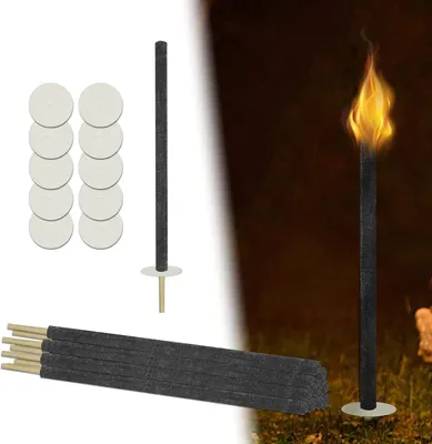 Produktbild von ROSEJANE Wachsfackeln für draußen, 100 Min. Brenndauer, 72 cm lange Fackeln aus natürlichem Wachs mit Handschutz & Holzgriff, Gartenfackeln für Kinder, Gartenparty, Hochzeit, Wanderung & Lagerfeuer, 50 Stück