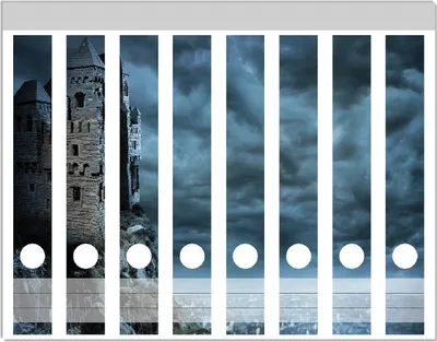 Produktbild von Wallario Ordnerrücken Sticker, selbstklebend für schmale Ordner, 8 Stück, Motiv Altes Geisterschloss