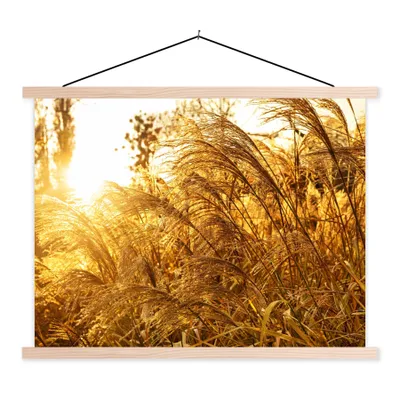 Produktbild von MuchoWow® Textilposter Pampasgras - Sonne - Gras 40x30 cm mit holzfarbenen Rahmen - Bilder