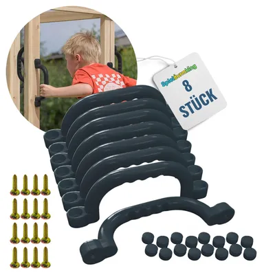 Produktbild von Spielturmking Haltegriffe für Spielturm - Handgriffe FYNN - Sicherheitsgriffe - Klettergriffe aus Kunststoff - Anthrazit 8 Stück 32611-37