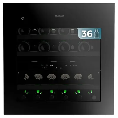 Obrázek produktu pro Vestavná chladnička na víno Cecotec na 36 lahví, 60 x 60 cm, s kompresorem Bolero GrandSommelier Duo 36000 Touch, matná černá, kompresorová