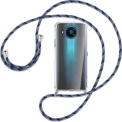Produktbild von Handykette Backcover-Schutzhülle mit Band (Metall silberfarben) für Nokia 8.3 5G - Blautöne