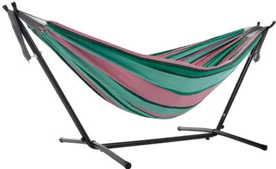 Produktbild von VIVERE Hängematte aus Baumwolle mit Gestell 250 cm – 200 kg Belastung - Wassermelone
