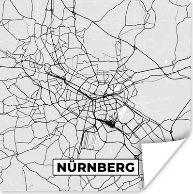 Produktbild von MuchoWow® Poster Nürnberg - Karte - Stadtplan - Deutschland 50x50 cm - Wohnzimmerdekoration