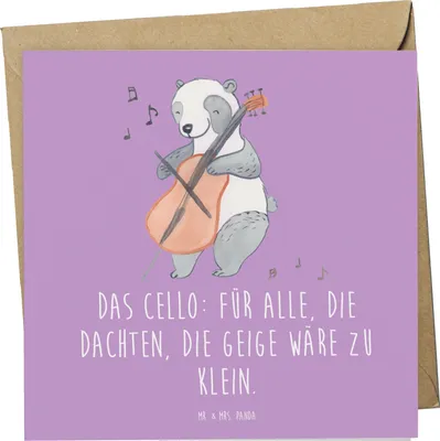 Produktbild von Mr. & Mrs. Panda Grußkarte Cello Magie - Lavendeltraum - Geschenk, faltkarte, doppelkarte, Klappkarte, Klassische Musik, Instrument, Musikinstrument, lernen, Solo