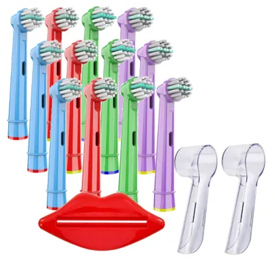 Obrázek produktu pro Náhradní hlavice k elektrickým zubním kartáčkům Oral-B, sada 12 ks pro děti + kryty a vymačkávač