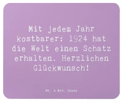 Produktbild von Mr. & Mrs. Panda Mousepad Spruch 1924 Geburtstag - Lavendeltraum - Geschenk, Mouse Pad, Glückwunsch, Mauspad, pc mausunterlage, Herzlichen, herzerwärmende Botschaft