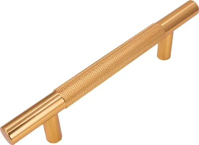 Produktbild von Eleganter Möbelgriff aus Aluminium mit mattem Gold-Finish, 96 mm Abstand, ideal für Schränke und Schubladen, Modell Bellezza.