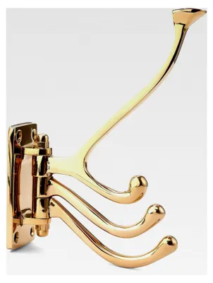 Produktbild von Schwenkbarer 4-facher Kleiderhaken aus massivem Messing in Gold, maritim