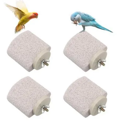 Produktbild von 4er Set Vogel Sitzstangen aus Vulkangestein mit Kalzium für Krallen- und Schnabelpflege