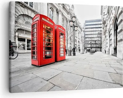 Produktbild von Bild auf Leinwand - Leinwandbild - Telefon London Kultur - 70x50cm - Wand Bild - Wanddeko - Leinwanddruck - Bilder - Kunstdruck - Wanddekoration - Leinwand bilder - Wandkunst - AA70x50-2595