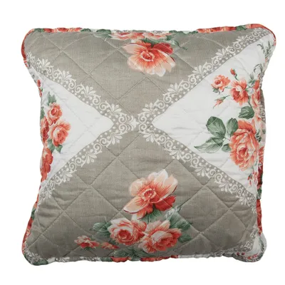 Produktbild von Clayre & Eef Kissenbezug 40x40 cm Grau Rosa Baumwolle Blumen