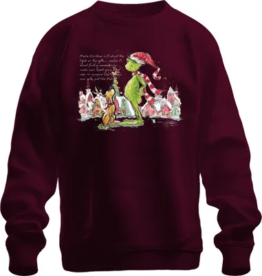 Obrázok produktu pre Možno Vianoce nie sú len o svetielkach – Grinch: Veselé Vianoce – Uni mikina, bordová, XXL