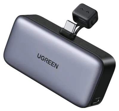 Obrázok produktu pre Powerbank Ugreen PB503 5000mAh s portom USB-C a integrovaným konektorom USB-C - sivá