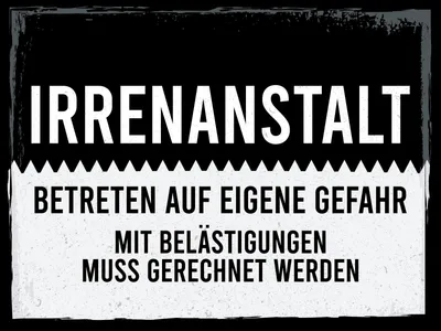 Produktbild von vianmo Blechschild 30x40 cm Irrenanstalt Betreten auf eigene Gefahr