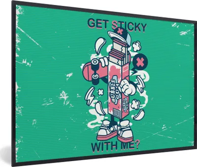 Produktbild von MuchoWow® MuchoWow® Gerahmtes Poster Jahrgang - Kaugummi - Skateboard 60x40 cm - Poster mit zchwarzem Bilderrahmen - Printing - Wanddeko Schlafzimmer