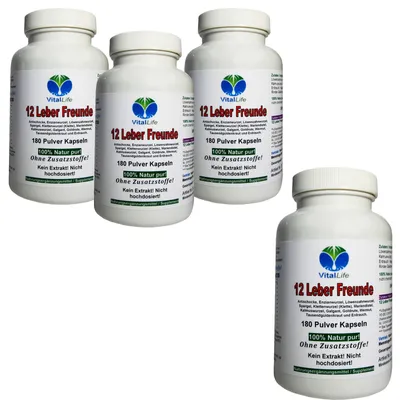 Produktbild von Leber Komplex 12 Leberfreunde 720 (4x180) Kapseln Leberkräuter, Bitterkräuter + Bitterstoffe NATUR Pur OHNE Zusatzstoffe.