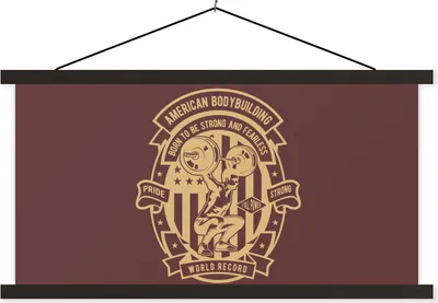 Produktbild von MuchoWow® Textilposter Mancave - Gewichte - Amerika - Flagge - Vintage 150x75 cm mit schwarzem Rahmen - Posterleiste