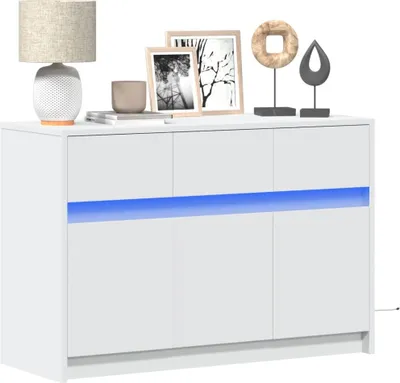 Produktbild von Möbel TV-Schrank mit LED-Beleuchtung Weiß 91x34x61 cm Holzwerkstoff - TV-Schränke 852180