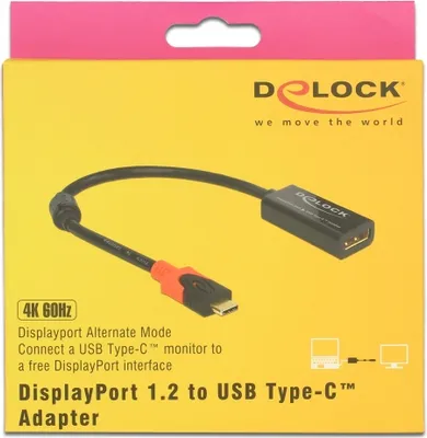 Produktbild von DELOCK Adapter Displayport 20Pin Bu > USB-C St 4K 60Hz 0.20m