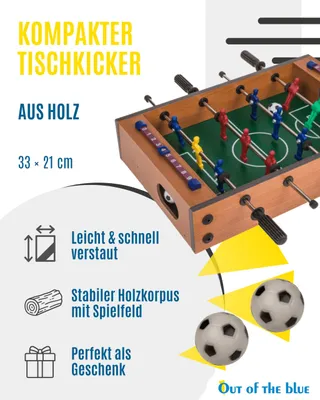 Produktbild von Tischfußballspiel Holz Mini-Kicker 33x21 cm 2 Teams inkl. Bälle