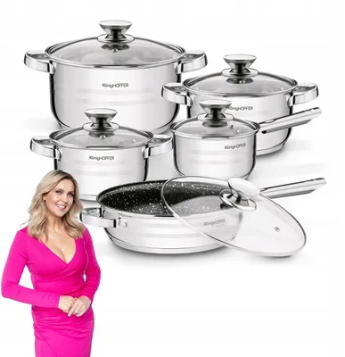 Obrázok produktu pre Nerezové hrnce vhodné na indukciu, veľká súprava hrncov, panvica, Soler Konighoffer, model 1QR6-KC