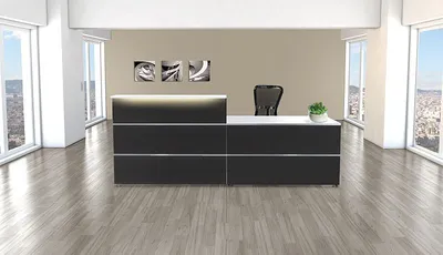 Produktbild von Kerkmann Design-Theke Theke Atlantis 2 Anthrazit niedriges Modul (B)2750x(T)820x(H)750mm 2 Seitenblenden anthrazit-ohne LED-Leuchtleiste