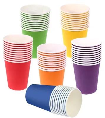 Papierbecher 60 Stück bunt, 6 Farben, Partybecher