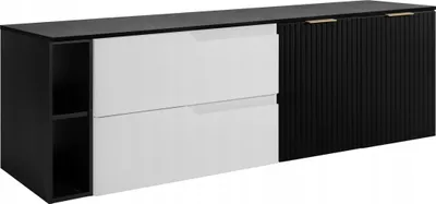 Immagine prodotto di RODAN | Mobile Sottolavabo - Nero e Bianco - 160 cm - Con Piano Tavolo - 2 Cassetti - MDF - 2 Porte - Scaffale Integrato - MODERN