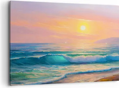 Produktbild von Bild auf Leinwand - Leinwandbild - Meer Welle Ufer - 100x70cm - Wand Bild - Wanddeko - Wandbilder - Leinwanddruck - Bilder - Kunstdruck - Wanddekoration - Leinwand bilder - Wandkunst - AA100x70-3915