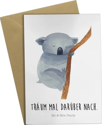 Produktbild von Mr. & Mrs. Panda Grußkarte Koalabär - Weiß - Geschenk, schlafen, Schlafzimmer, babykarte, Träumen, Bär, Lustige Sprüche, weihnachtskarten, glückwunschkarten, Koala