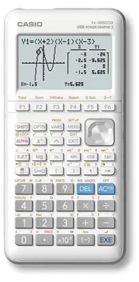 Produktbild von Casio fx-9860GIII, Tasche, Grafikrechner, 12 Ziffern, Flash, Akku, Weiß