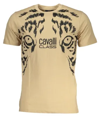 Produktbild von Elegantes Herren T-Shirt Beige mit Rundhals und Druckmotiv