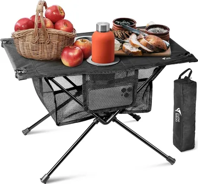 Produktbild von Campingtafel Tragbare leichte Campingtisch für draußen - 60 x 40 x 40 cm groß - wasserdicht - 35 kg Tragkraft - stabile Picknicktisch mit Aufbewahrungsorganizer und Tragetasche