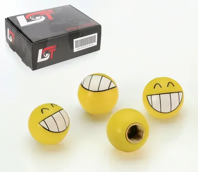 Produktbild von 4x Ventilkappe Reifenventil Kappe Smiley Grinsen Gelb für BMW MINI MODELLE