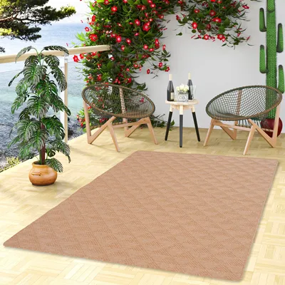 Produktbild von In- und Outdoor Teppich Beidseitig Newport Nuss Weiss, Größe:400x400 cm