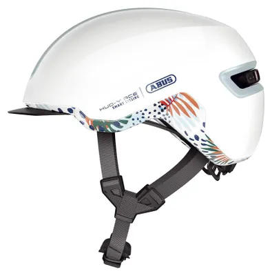 Immagine prodotto di Casco da bici ABUS HUD-Y - con luce posteriore a LED magnetica e ricaricabile e chiusura magnetica - Elegante casco urbano per l'uso quotidiano - per uomini e donne - Bianco lucido, taglia L (57-61 cm)