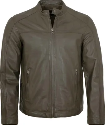 Produktbild von Jilani - Herren Lederjacke Lammnappa grün-grau : 54