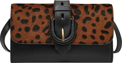 Produktbild von FOSSIL Geldbörse Umhängetasche Harwell Wallet Crossbody Leopard hellbraun