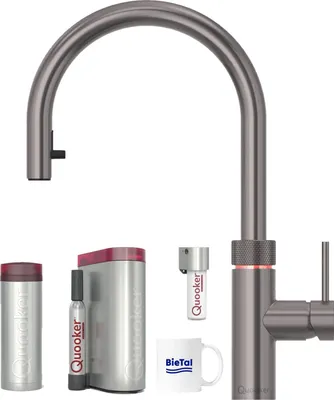 Produktbild von Quooker Wasserhahn Flex Gunmetal & PRO3 & sprudelndes Wasser CUBE mit Filter