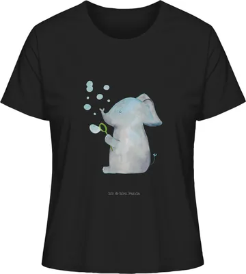 Produktbild von Mr. & Mrs. Panda Shirt Damen Elefant Seifenblasen Größe XL - Schwarz - Geschenk, baumwollshirt, Frauen T-Shirt, Oberteil, Elefanten, Rüsseltier, Lustige Sprüche, Liebe